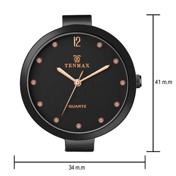 Tenmax Quartz 6122 Elegant Black Dial Blacky Analog Watch For Women