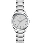 Tenmax Quartz 3054 Classic Silver Dial Analog Steel Watch For Women