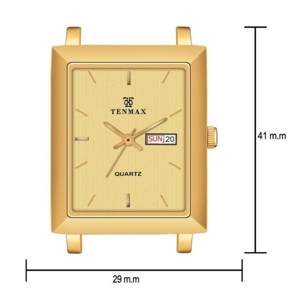 Tenmax Quartz 553 Day Date Gold Dial Gold Analog Watch For Men