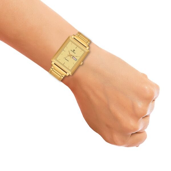Tenmax Quartz 553 Day Date Gold Dial Gold Analog Watch For Men