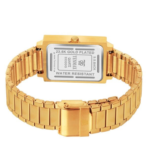 Tenmax Quartz 549 White Dial Plain Gold Analog Watch For Men