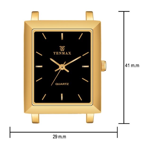 Tenmax Quartz 553 Plain Black Dial Gold Analog Watch For Men