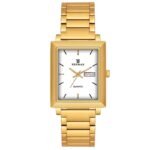 Tenmax Quartz 553 Day Date White Dial Gold Analog Watch For Men