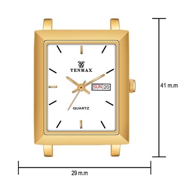 Tenmax Quartz 553 Day Date White Dial Gold Analog Watch For Men