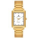 Tenmax Quartz 553 Plain White Dial Gold Analog Watch For Men