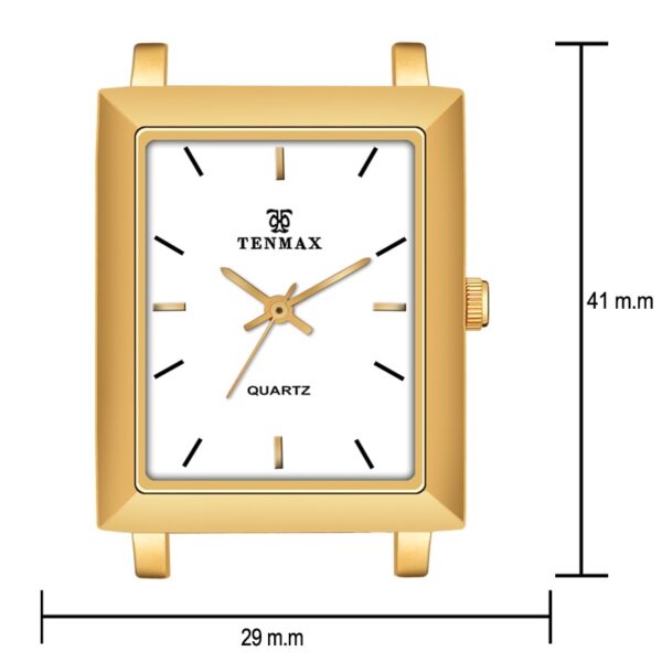Tenmax Quartz 553 Plain White Dial Gold Analog Watch For Men