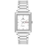 Tenmax Quartz 553 Day Date White Dial Classic Steel Analog Watch For Men