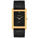 Tenmax Slim 529 Black Dial Black Leather Luxury All Steel Gold analog Watch for Men