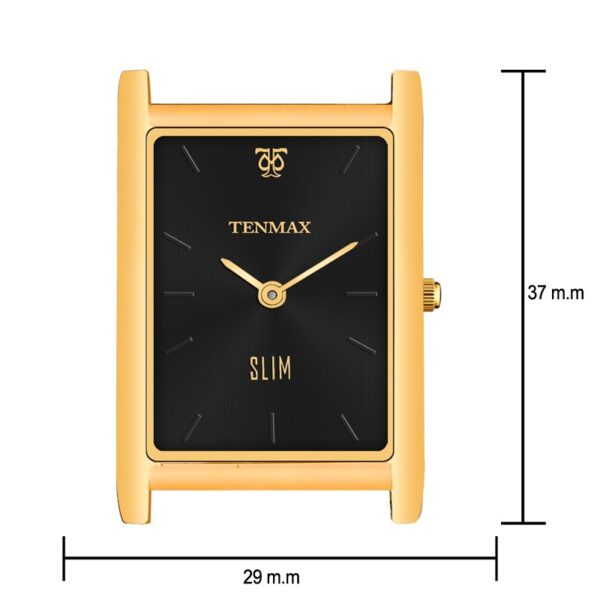 Tenmax Slim 529 Black Dial Black Leather Luxury All Steel Gold analog Watch for Men