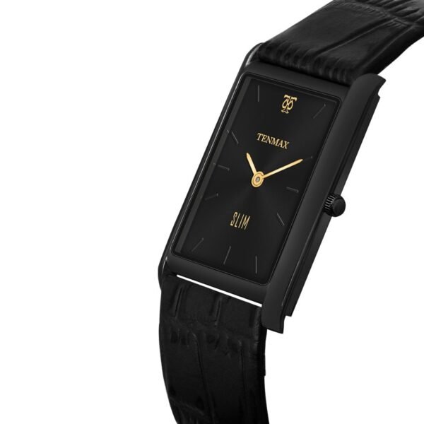 Tenmax Slim 529 Black Dial Black Leather Luxury All Black analog Watch for Men