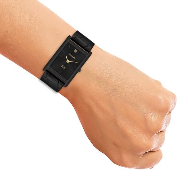 Tenmax Slim 529 Black Dial Black Leather Luxury All Black analog Watch for Men