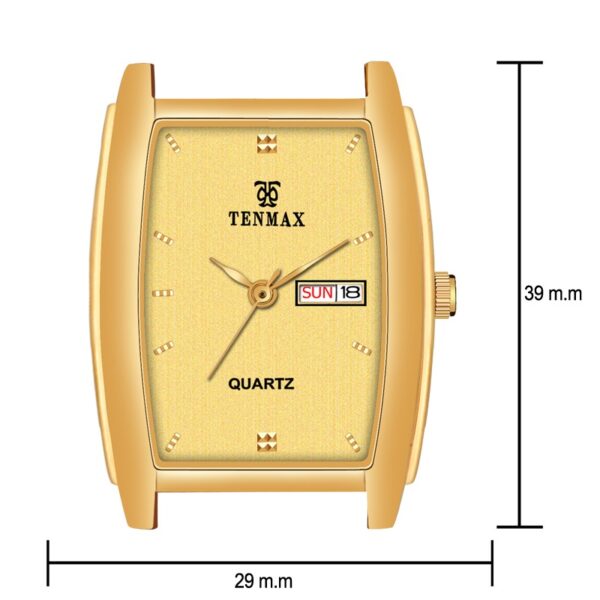 Tenmax Quartz 519 Day Date Gold Dial Gold Analog Watch For Men