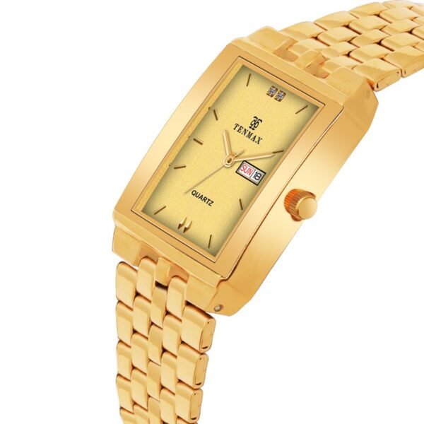 Tenmax Quartz 503 Day Date Gold Dial Gold Analog Watch For Men
