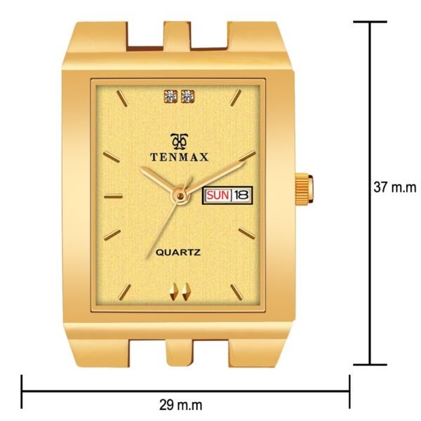 Tenmax Quartz 503 Day Date Gold Dial Gold Analog Watch For Men
