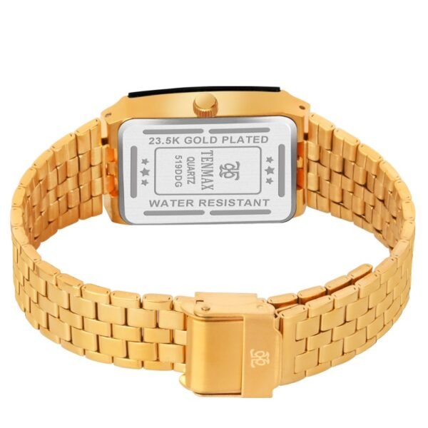 Tenmax Quartz 503 Day Date Black Dial Gold Analog Watch For Men