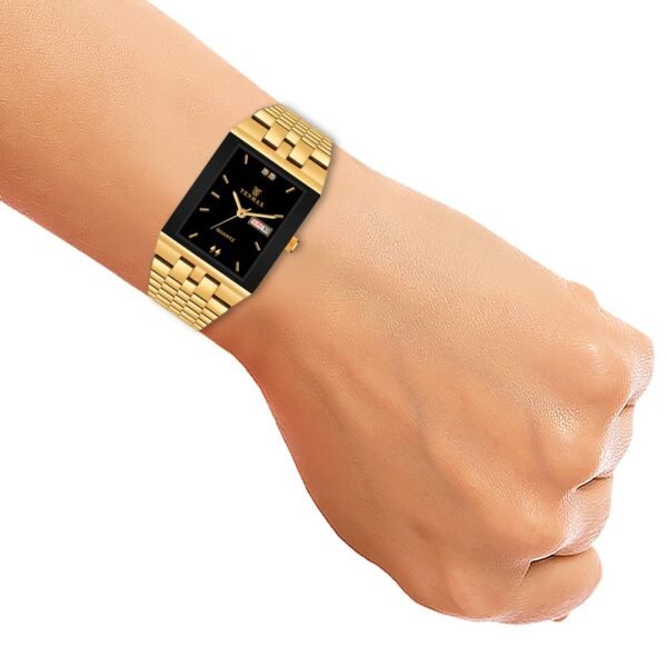 Tenmax Quartz 503 Day Date Black Dial Gold Analog Watch For Men