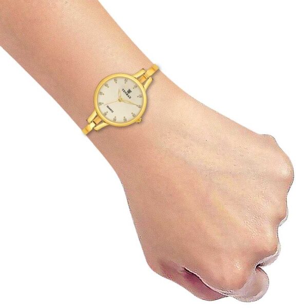 Tenmax Aura Bangle Quartz S1009 Gold Dial Gold Metal Strap Analog Watch For Women