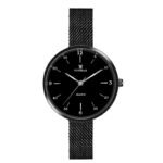 Tenmax Quartz 2188 Elegant Black Dial Black Chain Analog Watch For Women