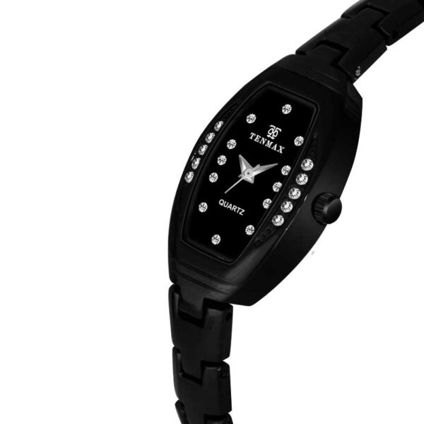 Tenmax Black Aura Collection Quartz T21 Elegant Black Dial Black Analog Watch For Women
