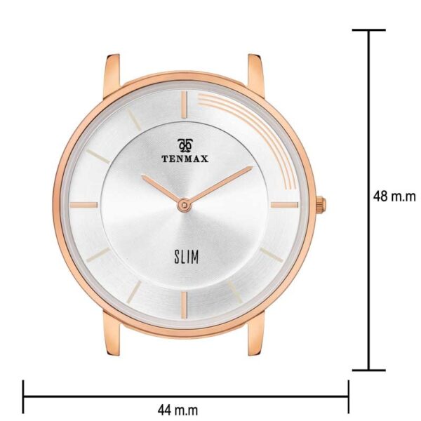 Tenmax Ceramic Slim 6119 Silver Dial Rose Gold Tone Luxury analog Watch for Men