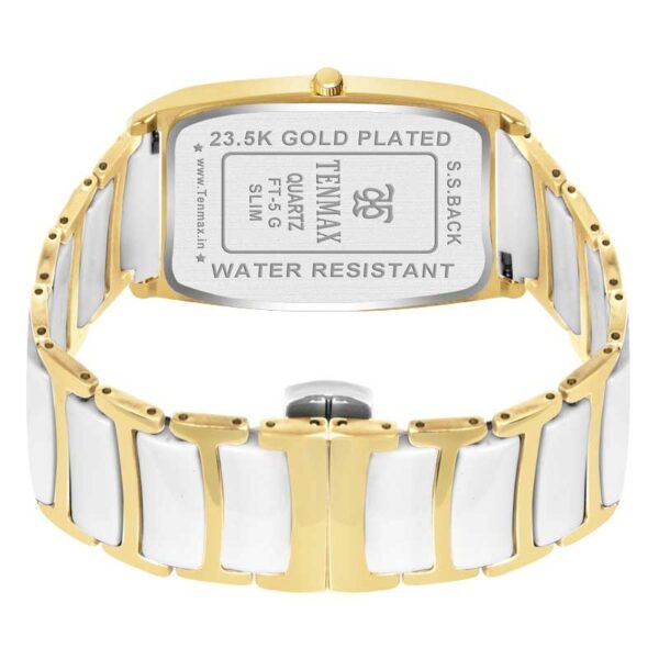 Tenmax Ceramic Slim FT5 White Dial Gold Tone Luxury analog Watch for Men
