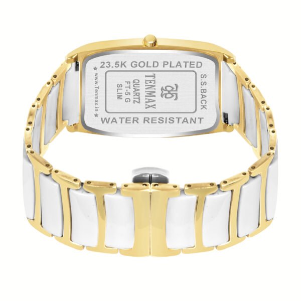 Tenmax Ceramic Slim FT5 White Dial Gold Tone Luxury analog Watch for Men