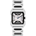 Tenmax Quarts 1474 Plain White Dial Black Mirror Metal Strap Analog Watch For Men