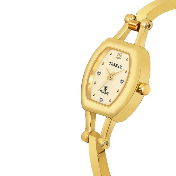 Tenmax Aura Bangle Quartz Gold Dial Gold Metal Strap Analog Watch For Women