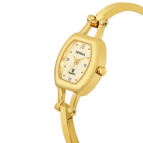 Tenmax Aura Bangle Quartz Gold Dial Gold Metal Strap Analog Watch For Women
