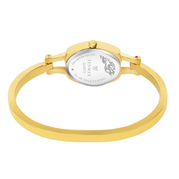 Tenmax Aura Bangle Quartz Gold Dial Gold Metal Strap Analog Watch For Women
