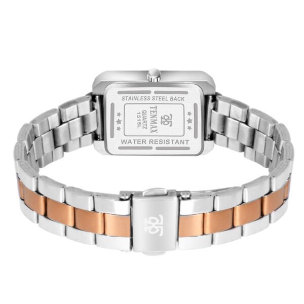 Tenmax BI-Tone Quartz 1515 Silver Dial Steel Copper Analog Watch For Women