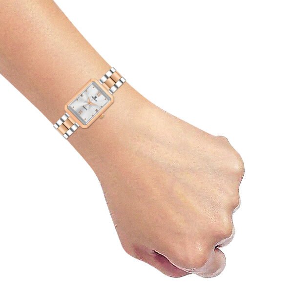 Tenmax BI-Tone Quartz 1515 Silver Dial Steel Copper Analog Watch For Women