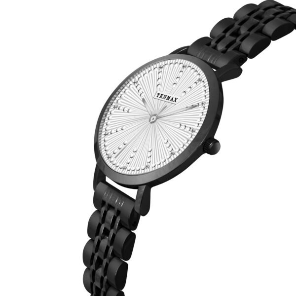 Tenmax Aura Collection Quartz D1043 White Dial Black Analog Watch For Women