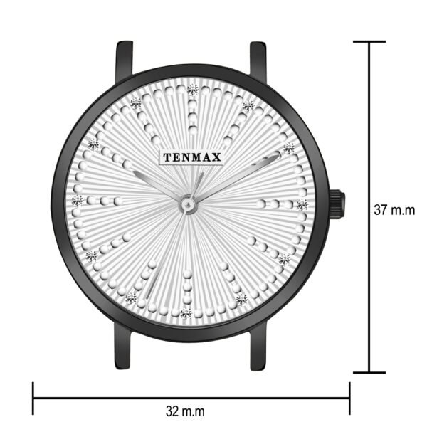 Tenmax Aura Collection Quartz D1043 White Dial Black Analog Watch For Women