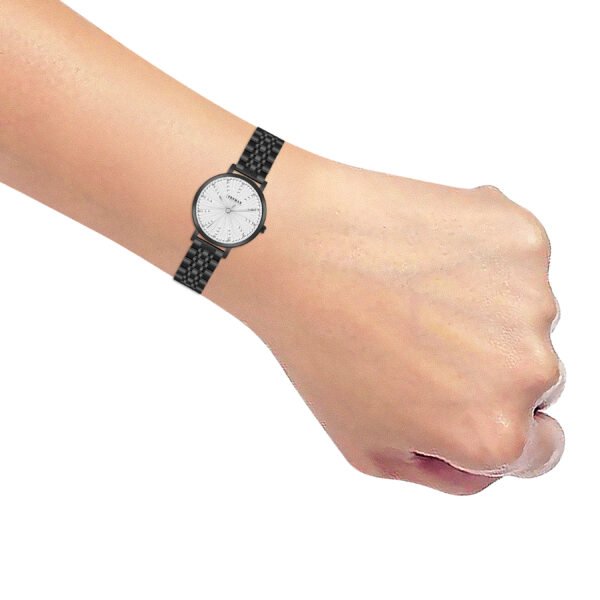 Tenmax Aura Collection Quartz D1043 White Dial Black Analog Watch For Women