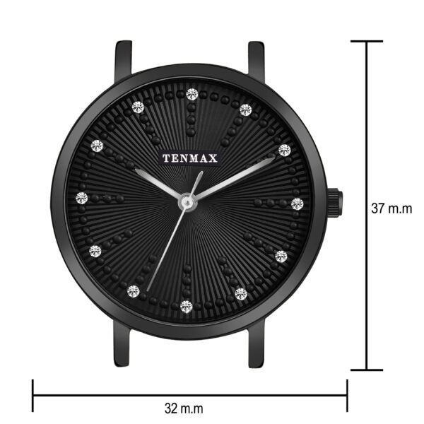 Tenmax Aura Collection Quartz D1043 Elegant Black Dial Black Analog Watch For Women