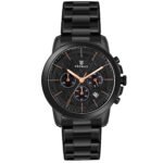 Tenmax Grand 6121 Multi Function Date Black Dial Black Chain Strap Analog Watch For Men