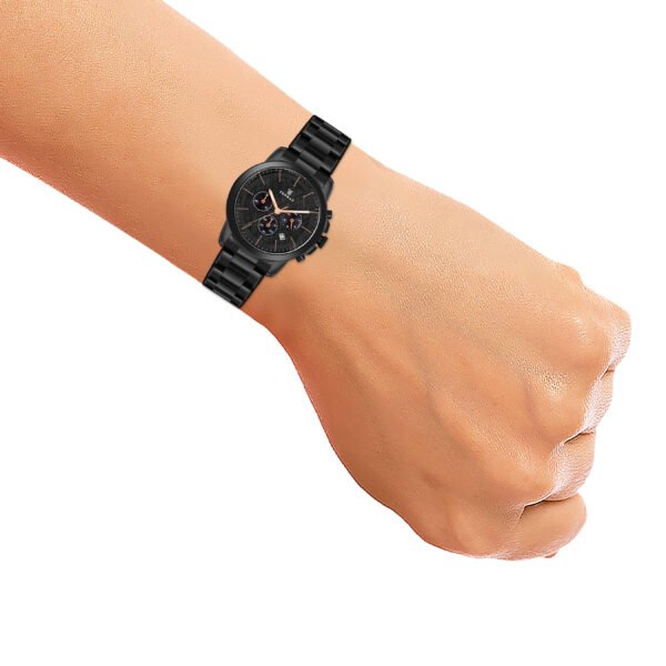 Tenmax Grand 6121 Multi Function Date Black Dial Black Chain Strap Analog Watch For Men