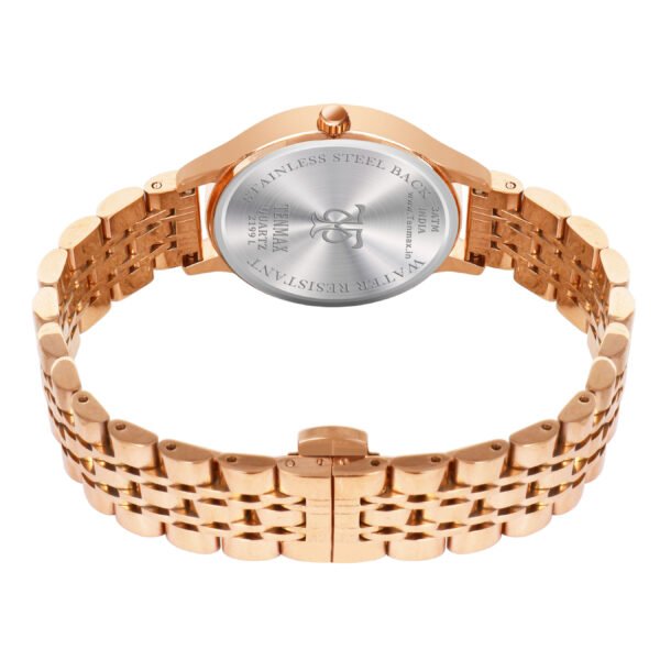 Tenmax Luxe Bloom Collection Quartz 2199 Beige Dial Rose Gold Analog Watch For Women