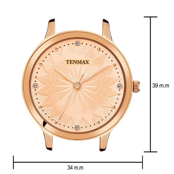 Tenmax Luxe Bloom Collection Quartz 2199 Beige Dial Rose Gold Analog Watch For Women