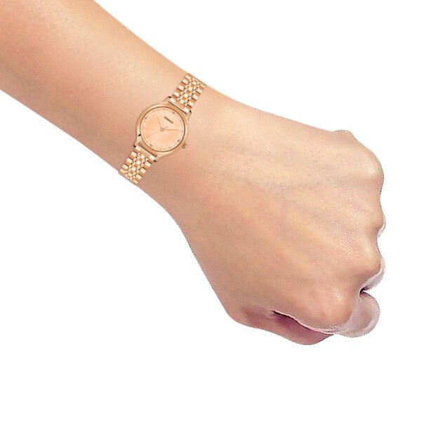 Tenmax Luxe Bloom Collection Quartz 2199 Beige Dial Rose Gold Analog Watch For Women