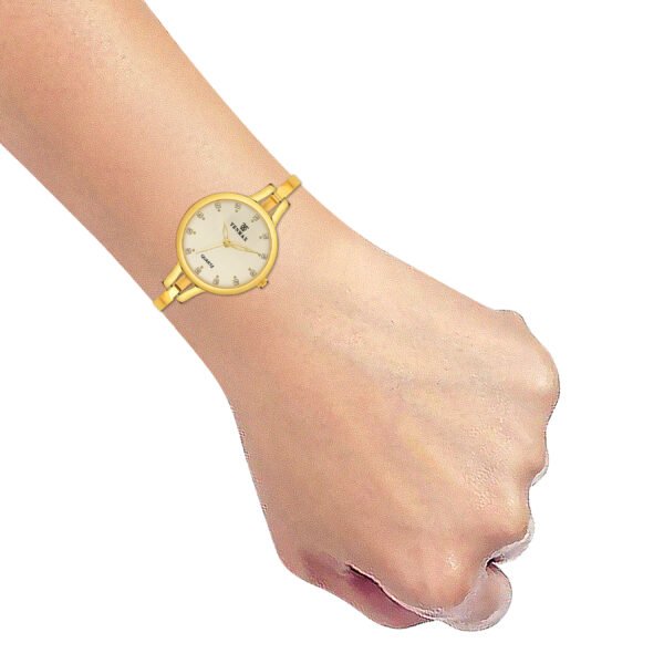 Tenmax Aura Bangle Quartz S1009 Gold Dial Gold Metal Strap Analog Watch For Women
