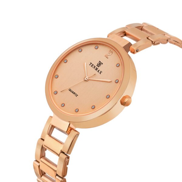Tenmax Quartz 6122 Luxury Rose Gold Analog Watch For Women