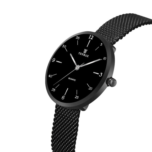 Tenmax Quartz 2188 Elegant Black Dial Black Chain Analog Watch For Women