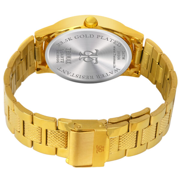 Tenmax Aura Quartz 3018 Day Date Gold Dial Gold Analog Watch For Men