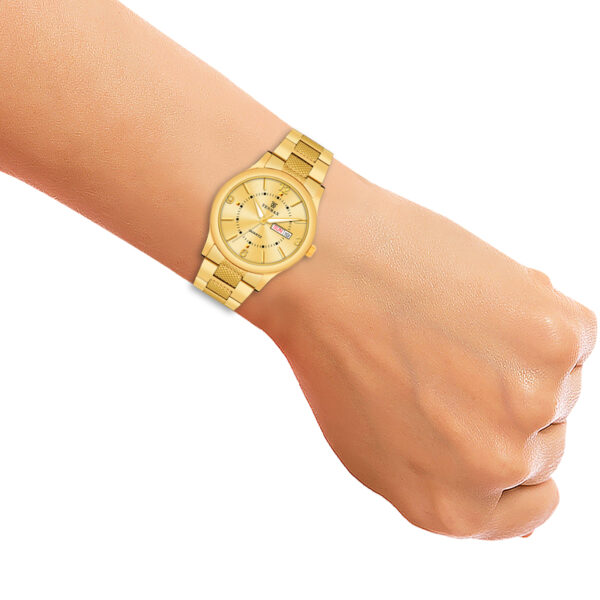 Tenmax Aura Quartz 3018 Day Date Gold Dial Gold Analog Watch For Men
