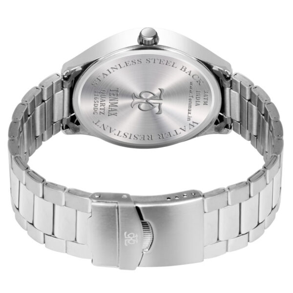 Tenmax SteelFusion Quartz 1165 Day Date White Dial Steel Analog Watch For Boys