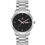 Tenmax SteelFusion Quartz 1165 Day Date Black Dial Steel Analog Watch For Boys