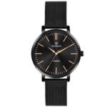 Tenmax Quartz Sleek I-127 Elegant Black Dial Black Chain Analog Watch For Women