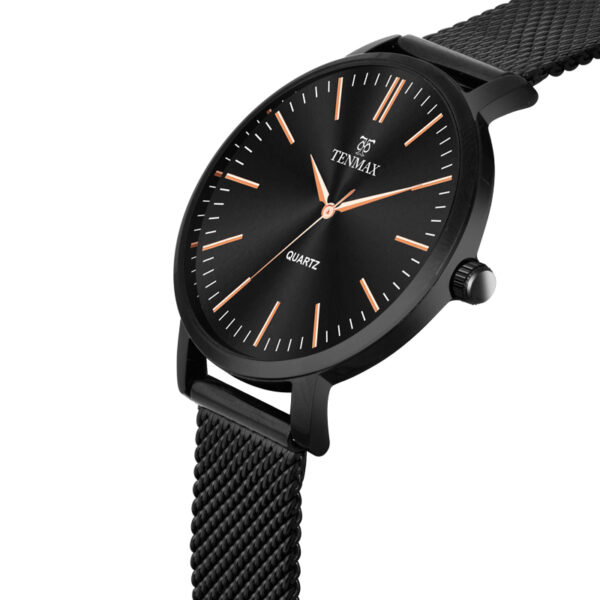 Tenmax Quartz Sleek I-127 Elegant Black Dial Black Chain Analog Watch For Women